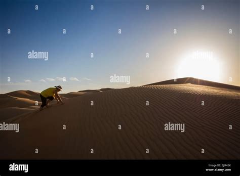 Desert Photography Senior Model Climbing The Dune Rubal Khali Abu