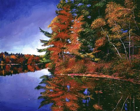 Autumn Mirror Lake Painting By David Lloyd Glover Fine Art America