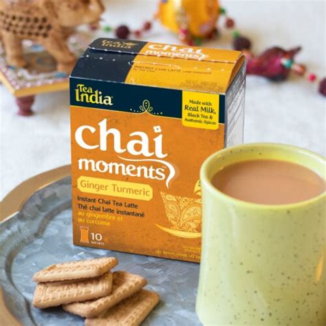 Tea India Chai Moments Ginger Turmeric Chai Tea Instant Latte Mix With