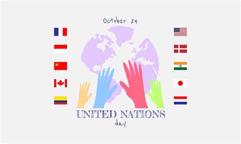 Premium Vector United Nations Day Poster With Many Hands On Earth
