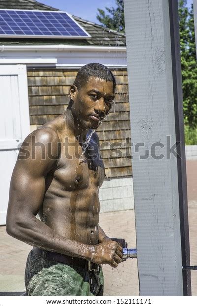 Muscular Young Black Guy Taking Shower库存照片152111171 Shutterstock