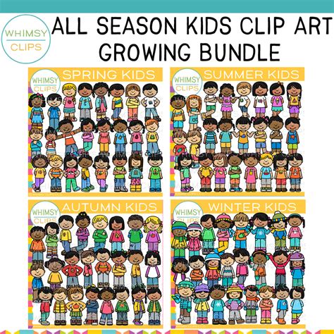 All Seasons Kids Clip Art Bundle Images And Illustrations Whimsy Clips