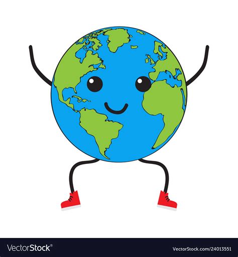 Happy Earth Planet Cartoon Royalty Free Vector Image