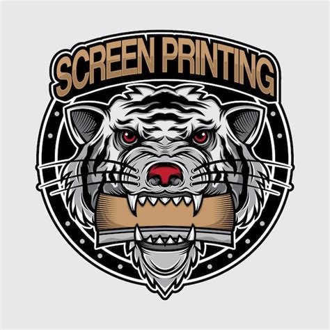 Premium Vector | White tiger logo screen printing