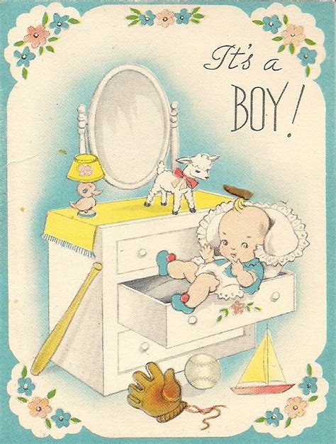 Vintage Baby Card Baby Boy Cards Baby Cards Handmade Baby Ts