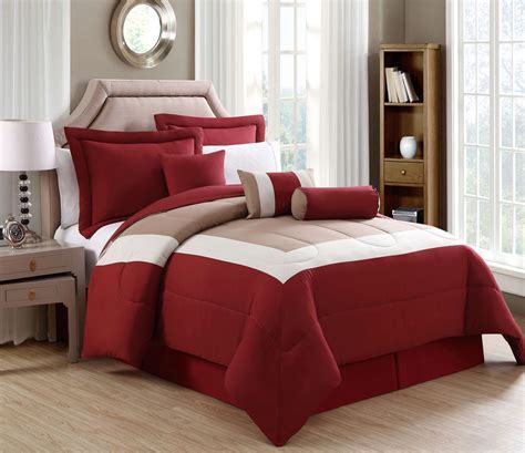 Our online store has been serving our customers for 10 years. 7 Piece Rosslyn Red/Taupe Comforter Set | Comforter sets ...