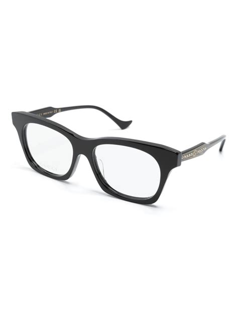Gucci Eyewear Logo Engraved Square Frame Glasses Farfetch