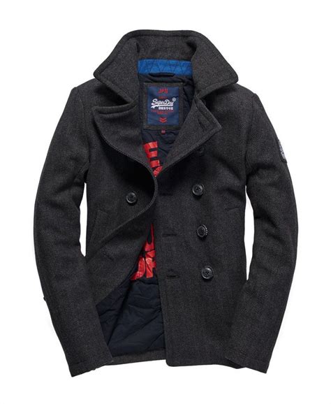 Superdry Rookie Pea Coat Mens Jackets And Coats Mens Coats Mens