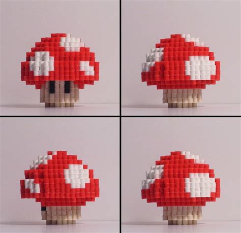 Super Mario Bros 3d Face Mushroom Pixel Bead Figure Etsy