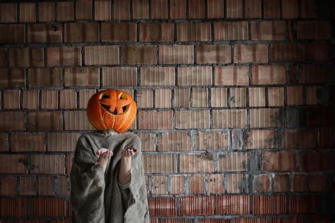 Pumpkin Head Monster Sign Hand Space Halloween Stock Photo Image Of
