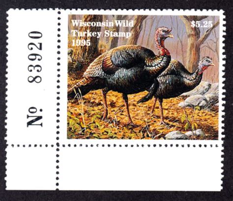 us 1995 wisconsin wild turkey stamp mnh h1311b ebay