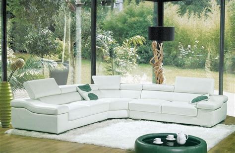 Contemporary Spacious White Bonded Leather Sectional Sofa Pittsburgh