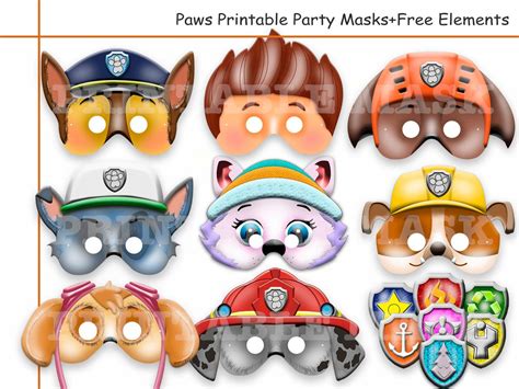 Unique Paws Printable Party Masksfree Elements Birthday Hero Patrol