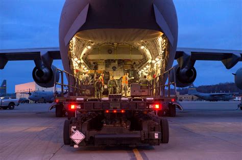 Airmen Load Cargo On A C 17 Globemaster Iii Aircraft During Rapid
