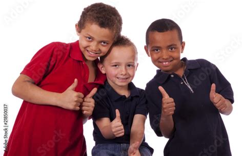 Three Young Black Children Giving Thumbs Up Stock Photo And Royalty