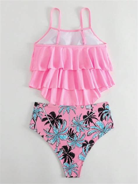 Tropical Print Hanky Hem Bikini Swimsuit Shein Usa