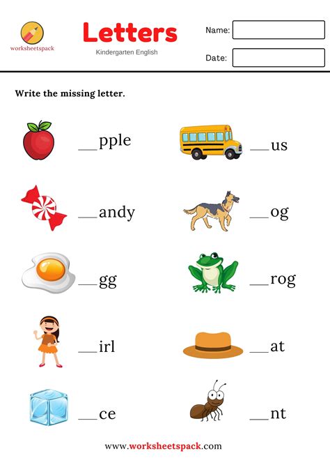 Write The Missing Letter Words With Pictures Worksheetspack