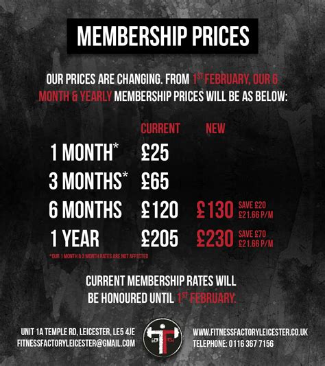 Membership Price Post For Fitness Factory Leicester Advertising Their
