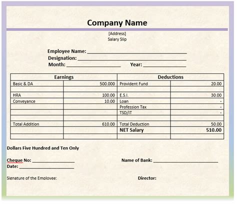 Salary Slip Templates Free Printable Word Excel And Pdf Images And