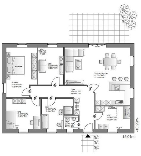 Zwar gibt es einige, die diesen rang bestreiten wollen: Die Hauskreation Bungalow von Ö-Haus bietet leben auf einer Ebene. | Haus grundriss, Haus und ...