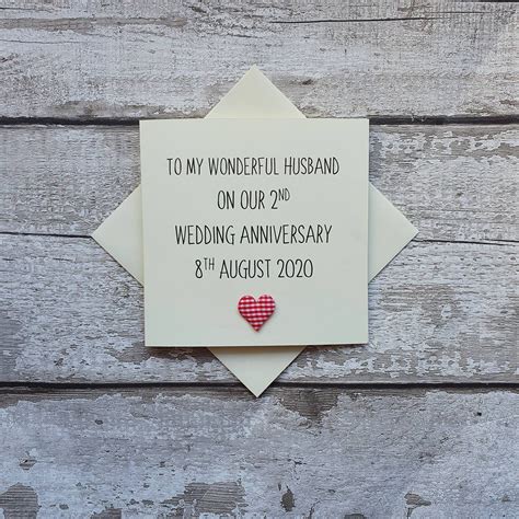 Personalised gifts for husband on anniversary. Personalised 2nd Wedding Anniversary card handmade second ...