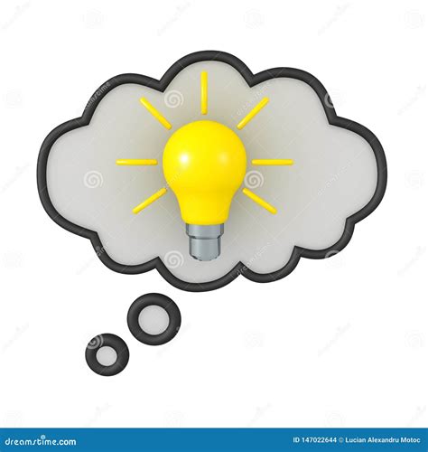 3d Rendering Of Thought Bubble With An Idea Lightbulb Stock