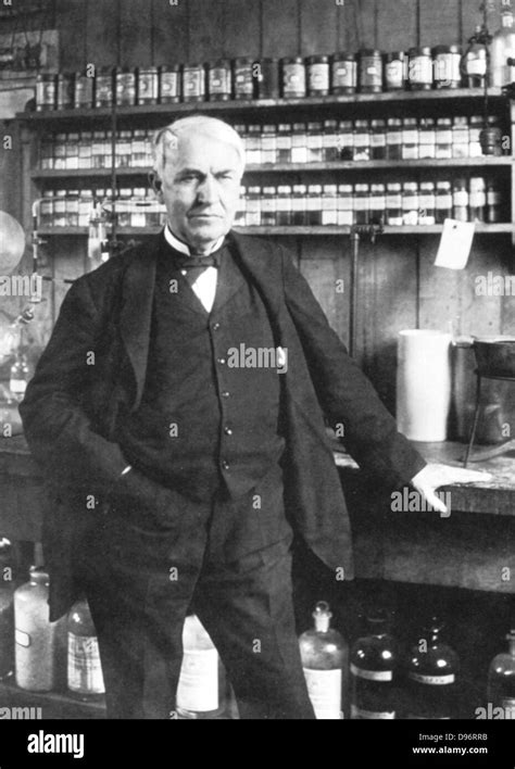 Thomas Alva Edison 1847 1931 American Inventor In His Laboratory At