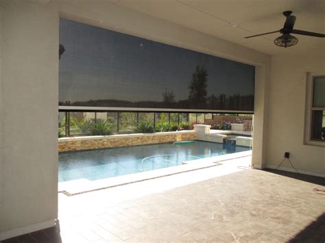 Motorized Power Screens On A Patio California Room And An Exterior