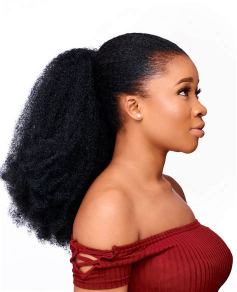 Afrocentric Ponytail Faux Kinky Coarse Ponytail Natural Girl Wigs