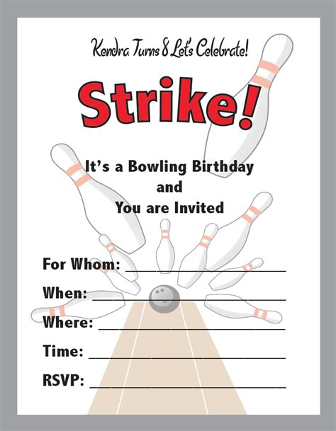 Free Printable Bowling Birthday Party Invitations Printable Templates