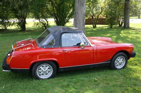 1975 Red Mg Midget With Black Convertible Top Classic Mg Midget 1975