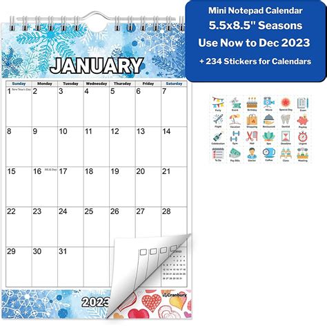 Buy Cranbury Mini Wall Calendar 2022 2023 55x85 Seasons Use Now