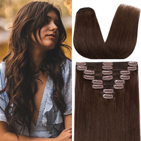 Amazon Com S Noilite Clip In Human Hair Extensions Clip In Real Remy Human Hair Thick