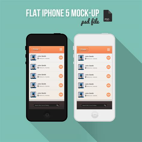 Free Flat Iphone Mock Up Psd Designbump