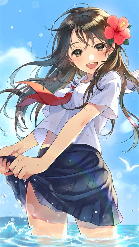 Happy Anime Girl Student Uniform 4k Hd Phone Wallpaper Rare Gallery