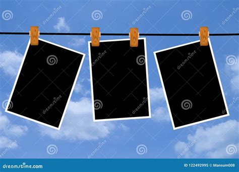 Photo Frames On Blue Sky Background Stock Image Image Of Frame