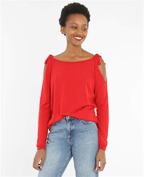 Choisissez le vôtre entre chemise et tunique avec new look. Pull épaules dénudées rouge - 403577342A03 | Pimkie