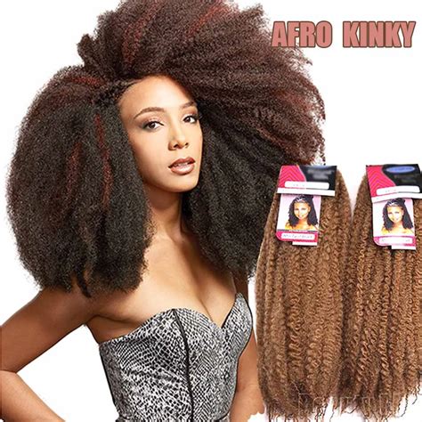 Crochet Hair Extensions 18 Afro Kinky Bulk Synthetic Braiding Hair Afro Kinky Curly Havana