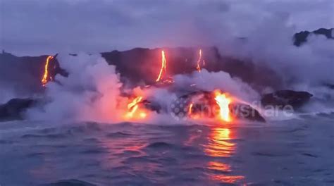 Beautiful Footage Of Lava Hitting In The Ocean In Hawaii Buy Sell Or