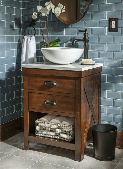 Gorgeous Standalone Vessel Sink In White Decoist Small Bathroom