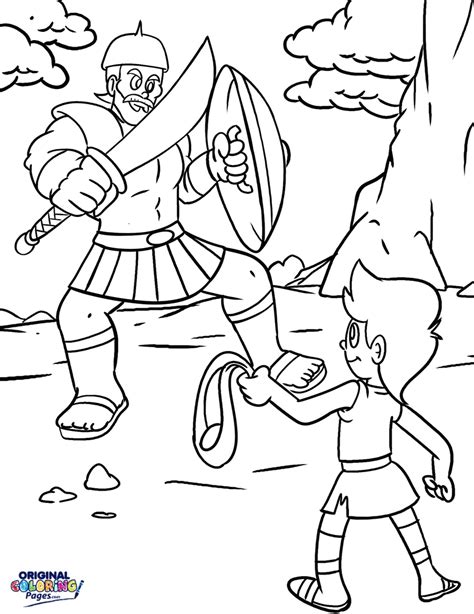 You can use a black shade to color the stone that david has already projected to goliath's head using his catapult. David And Goliath Drawing at GetDrawings | Free download