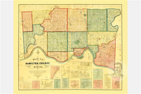Vintage Hamilton County Map 1856 Old Map Of Hamilton County Etsy
