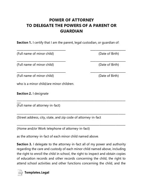Free Tennessee Minor Child Power Of Attorney Form Pdf Word Ph