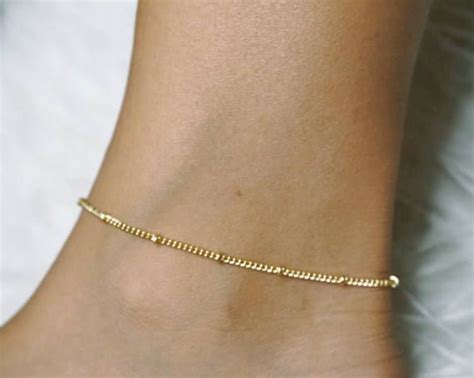 Gold Beaded Anklet Dainty Ankle Bracelet Gold Ankle Etsy Cavigliere