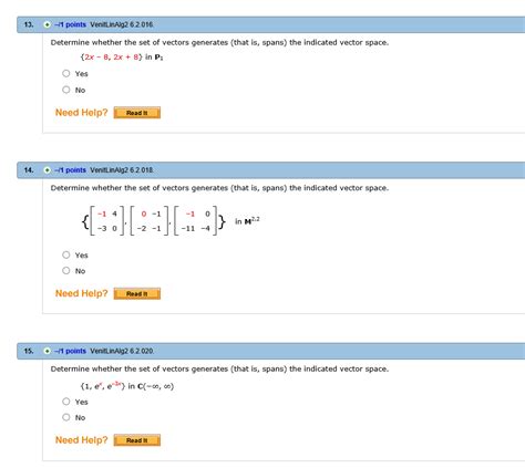 Solved Determine Whether The Set Of Vectors Generates That
