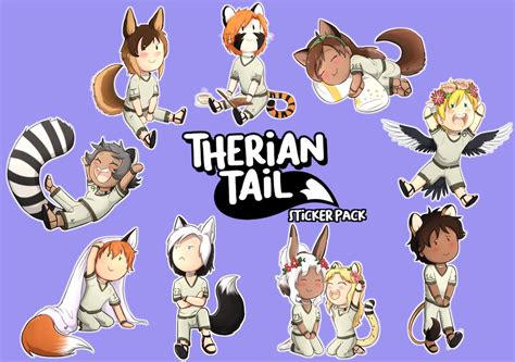 Therian Tail Sticker Set Kemonomimi Stickers Cute Chibi Etsy Polska