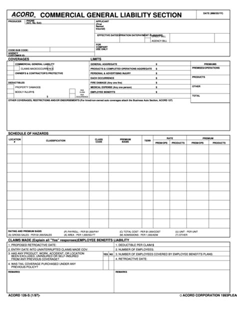 Top 10 Acord Form 125 Templates Free To Download In Pdf Format