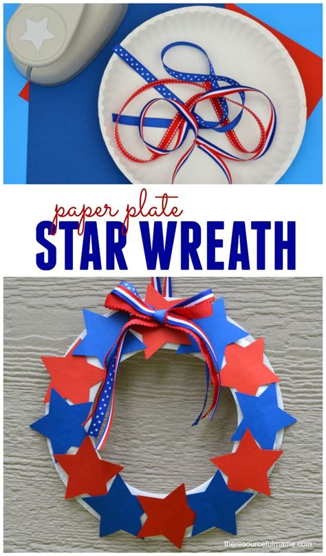 Patriotic Star Wreath Craft For Kids Patriotic Crafts