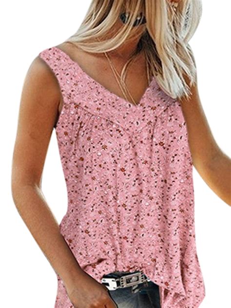 Plus Size Women Loose Tank Tops Vest Blouse Cami Camisole Casual Beach Sleeveless T Shirt Ladies