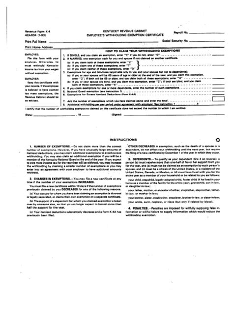 This means processing of all refunds may be delayed. Fillable Form K-4 - Employee'S Withholding Exemption ...